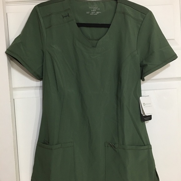 NWT Cherokee Infinity Olive Scrubs Top - Picture 3 of 8